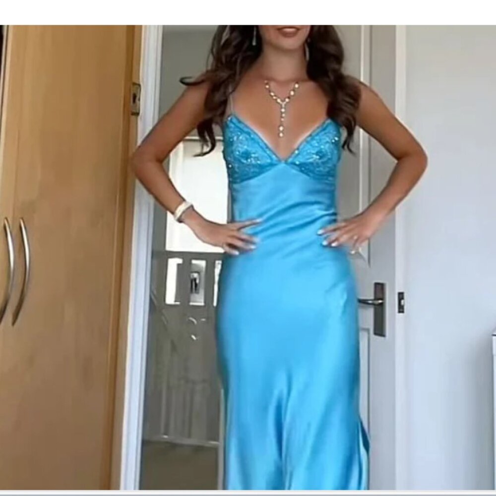 Long Evening Prom Dresses, Custom Blue Prom Dress